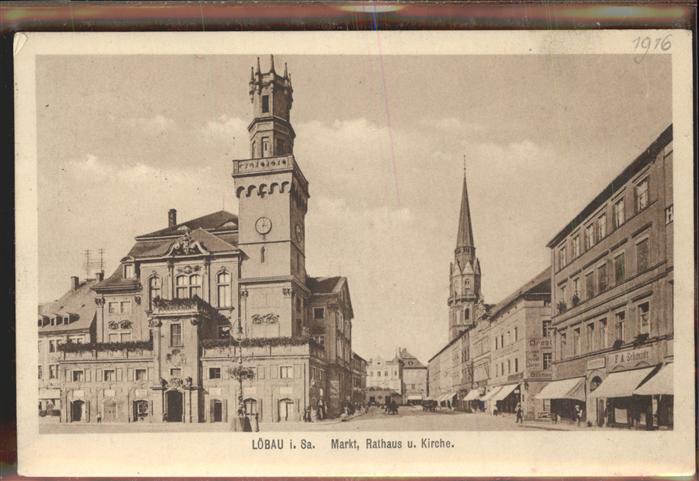 Loebau Sachsen Markt Rathaus Kirche