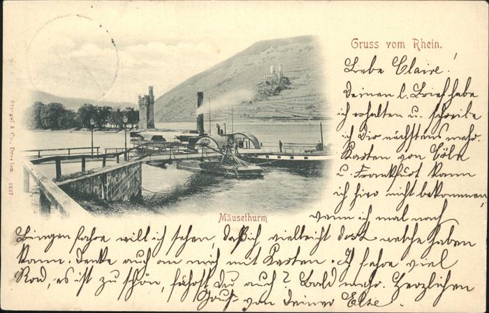 Bingen Rhein Mäuseturm Schiff