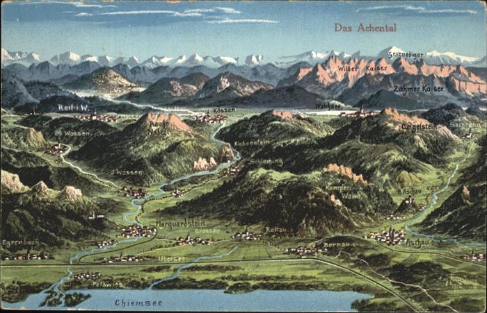 Marquartstein Panorama Landkarte Achental