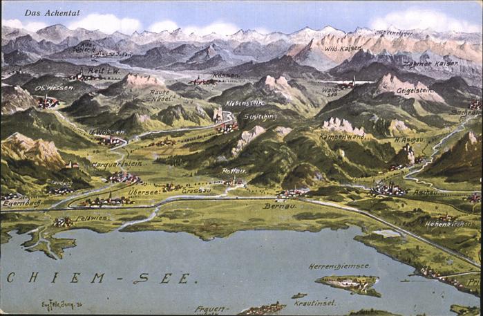 Marquartstein Panorama Landkarte Achental Chiemsee