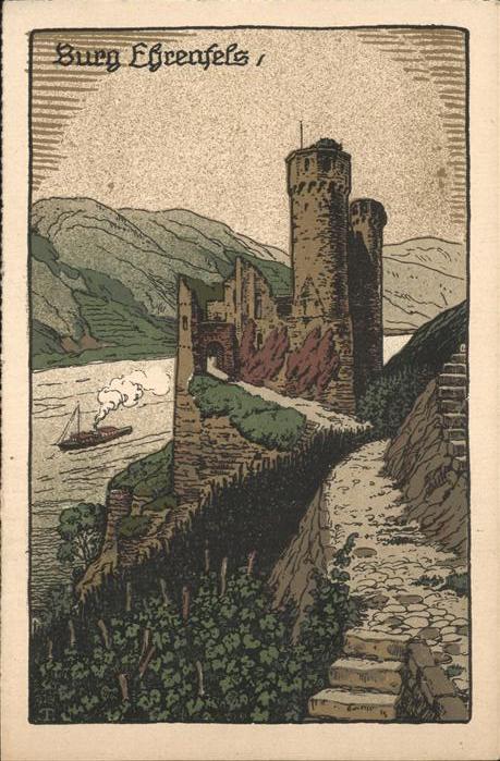Ehrenfels Bingen Burg Künstlerkarte