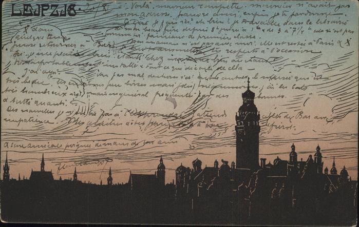 LEIPZIG Sachsen bei Nacht Kuenstlerkarte