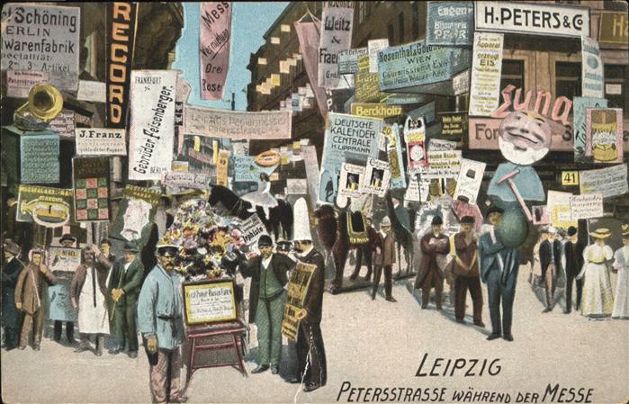 LEIPZIG Sachsen Petersstrasse zur Messe Trubel Ausstellugen Strassenwerbung