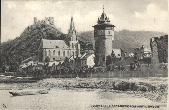 Oberwesel Rhein Liebfrauenkirche Schönburg Boot