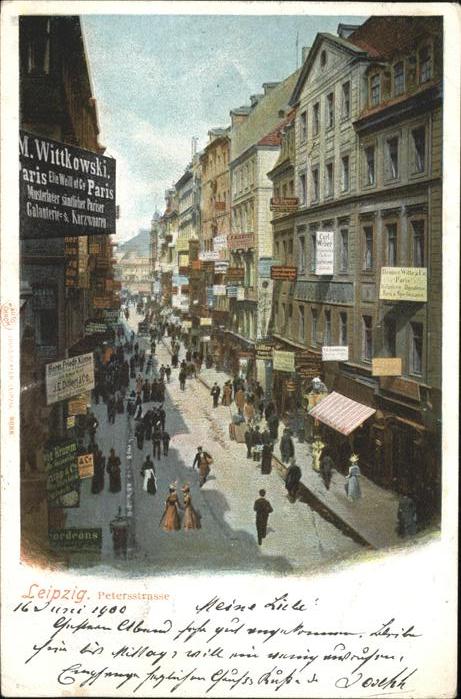LEIPZIG Sachsen Petersstrasse zur Messe Strassenwerbung Trubel