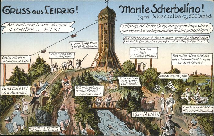 Leipzig Monte Scherbelino Künstlerkarte Komik