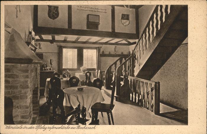 Bacharach Rhein Pfalzgrafen Schänke innen auf Wehrgang