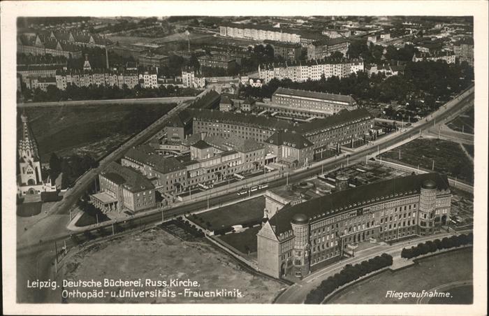 LEIPZIG Sachsen Fliegeraufnahme Deutsche Buecherei Russische Kirche Uni- Fraunen