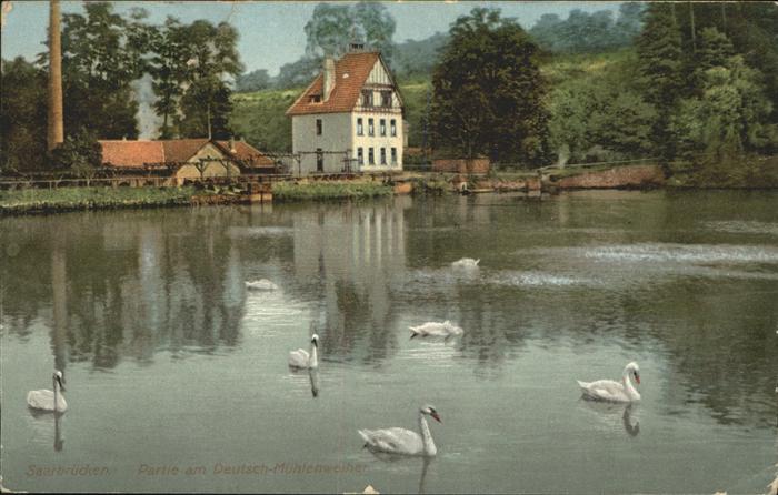 SAARBRueCKEN Saarland Am Deutsch-Muehlenweiher Schwaene