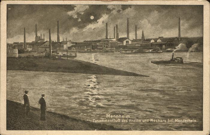 MANNHEIM BW Zusammenfluss Rhein und Neckar