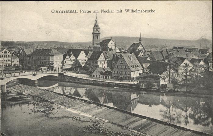 Bad Cannstatt Neckar mit Wilhelmsbrücke