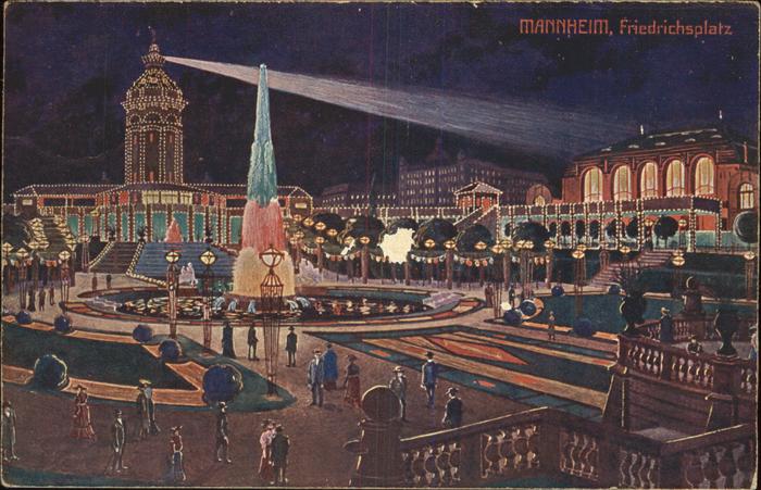 Mannheim Friedrichsplatz bei Nacht