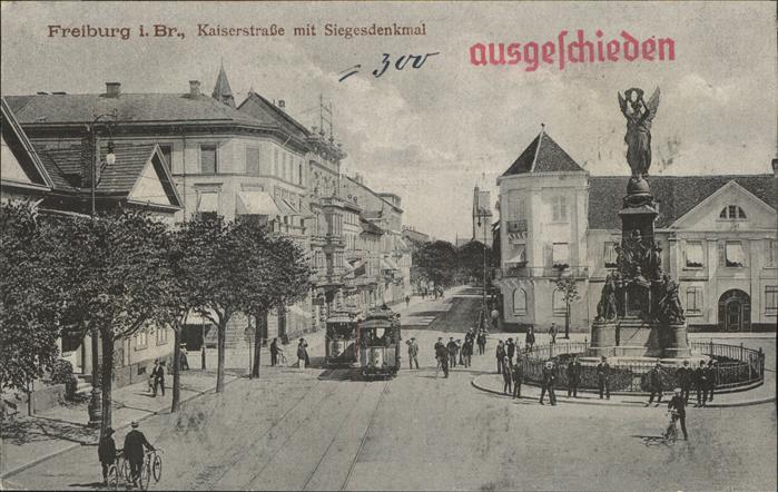 Strassenbahn Freiburg i. Br. Kaiserstr. Siegesdenkma