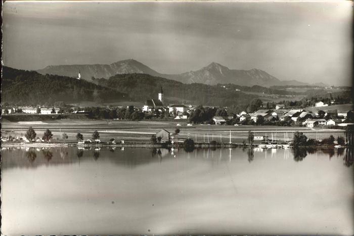Waging See Panorama mit Chiemgauer Alpen