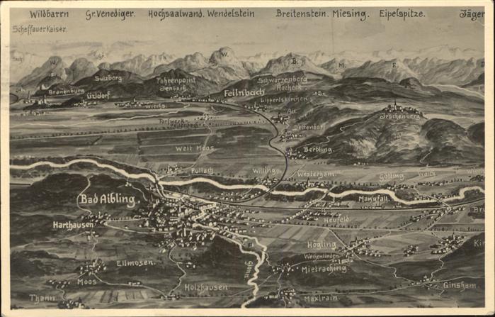 Bad Aibling Panoramakarte mit Alpenblick