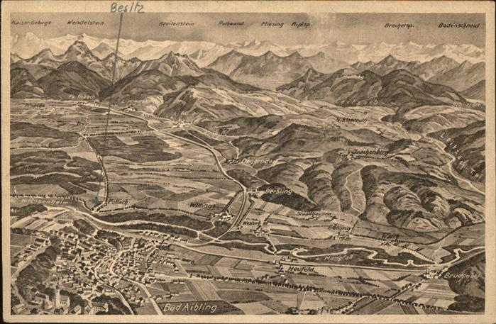 Bad Aibling Panoramakarte mit Alpenblick