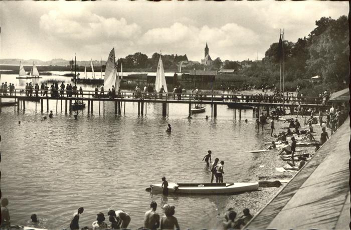 Seebruck Chiemsee Strandleben Segelboot