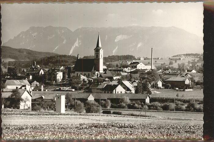 Teisendorf Oberbayern Ortsansicht mit Kirche und Alpenblick