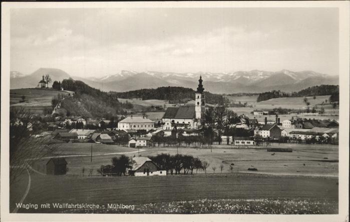 Waging See Ortsansicht mit Wallfahrtskirche und Al
