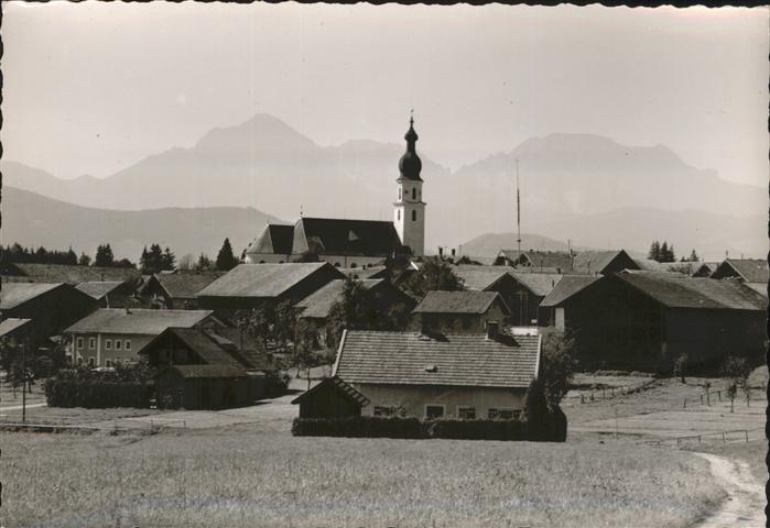 Waging See Ortsansicht mit Kirche und Alpenblick