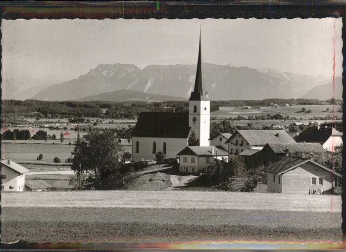 Taching See Ortsansicht mit Kirche Alpenblick