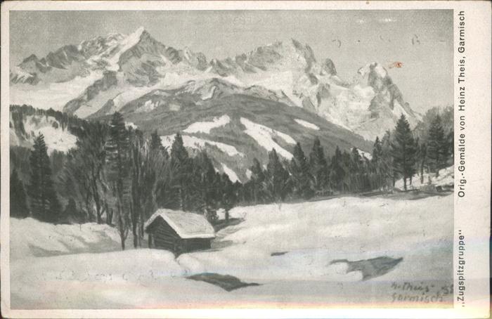 Zugspitze Zugspitzgruppe Künsterkarte nach Heinz