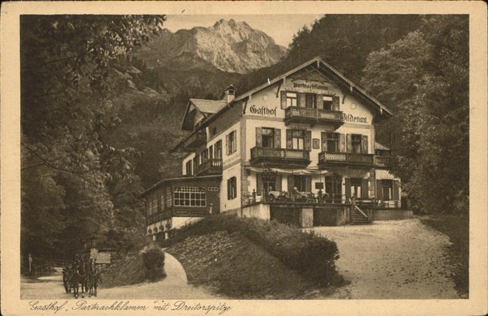 GARMISCH-PARTENKIRCHEN Bayern Gasthof Partnachklamm mit Dreitorspitze