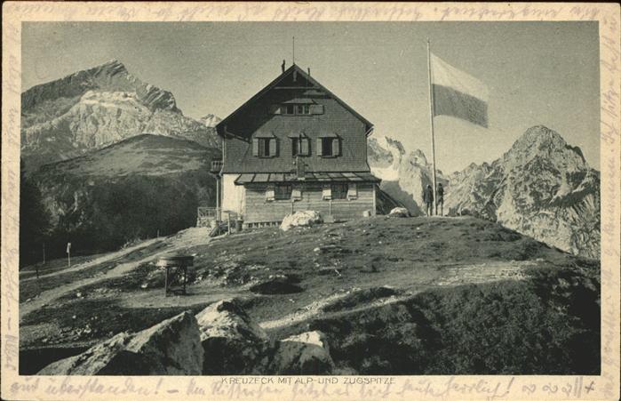 Kreuzeckhaus mit Alp und Zugspitze