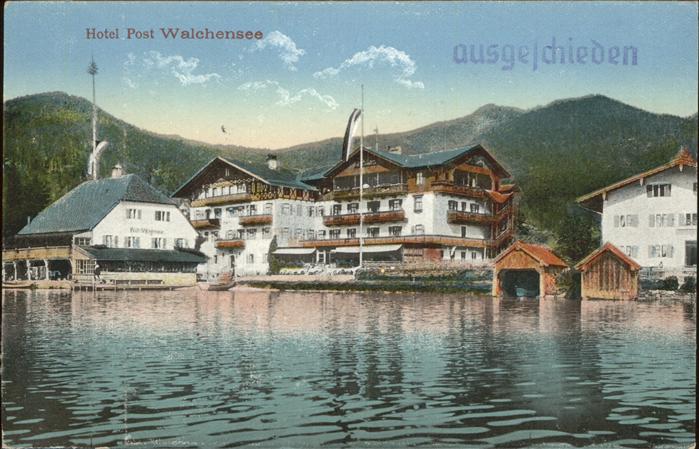 Walchensee Hotel Post am See Stempel auf AK
