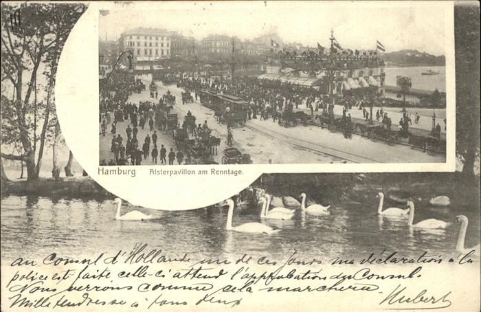HAMBURG  CITY Alsterpavillon am Renntag Schwaene