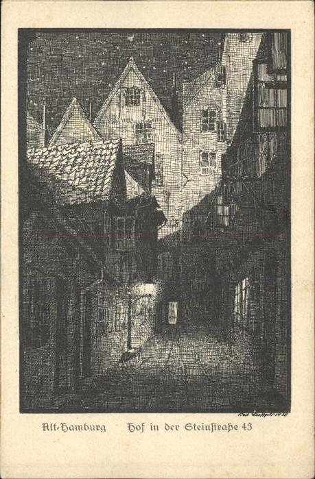 Hamburg Hof in der Steinstrasse Zeichnung