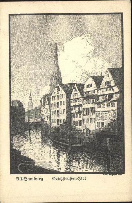 Hamburg Deichstrassen Flet Zeichnung