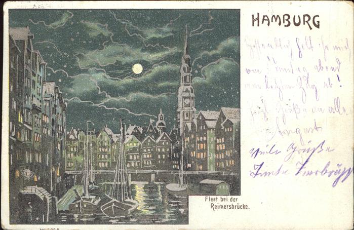 Hamburg Fleet bei der Reimersbrücke Künstlerkar