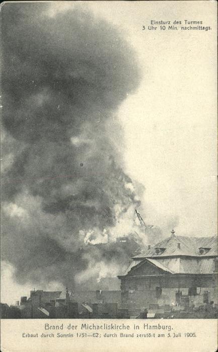 HAMBURG  CITY Brand der Michaeliskirche 1905