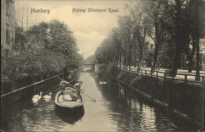 HAMBURG  CITY Hofweg Uhlenhorst Kanal Ruderboot Schwaene