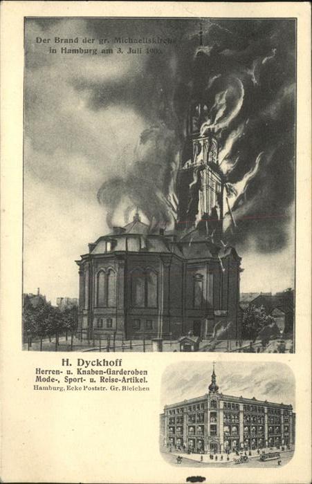 HAMBURG  CITY Brand grosse Michaeliskirche