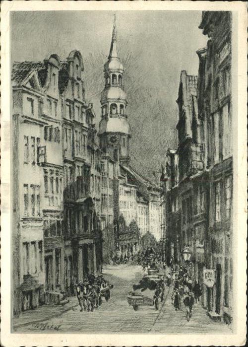 HAMBURG  CITY Kuenstlerkarte Catharinenstrasse P.E.Gabel