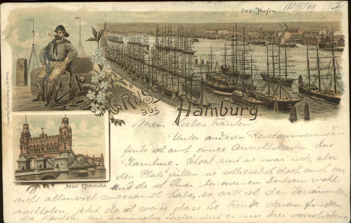Hamburg Hafen Neue Elbbrücke Fischer