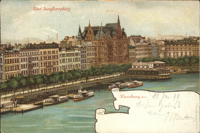 Hamburg Alter Jungfernstieg Schiffe Künstlerkar