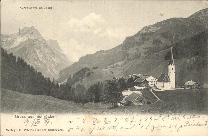 Schroecken Vorarlberg Ortsansicht mit Kirche Künzelspitze