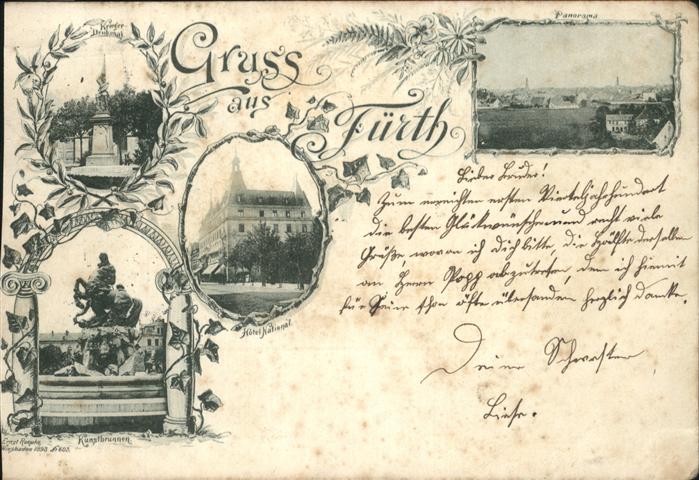 Fuerth Bayern Kriegerdenkmal Kunstbrunnen Hotel Natio