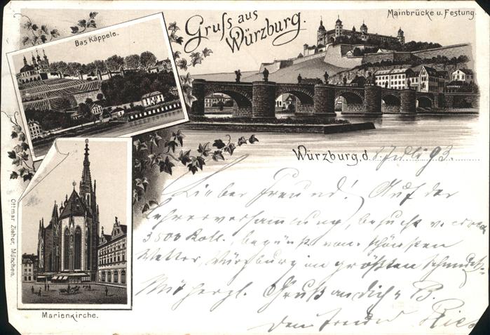 Wuerzburg Käppele Marienkirche Mainbrücke Festung