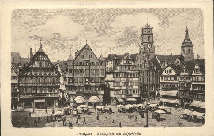 STUTTGART  CITY Marktplatz mit Stiftskirche