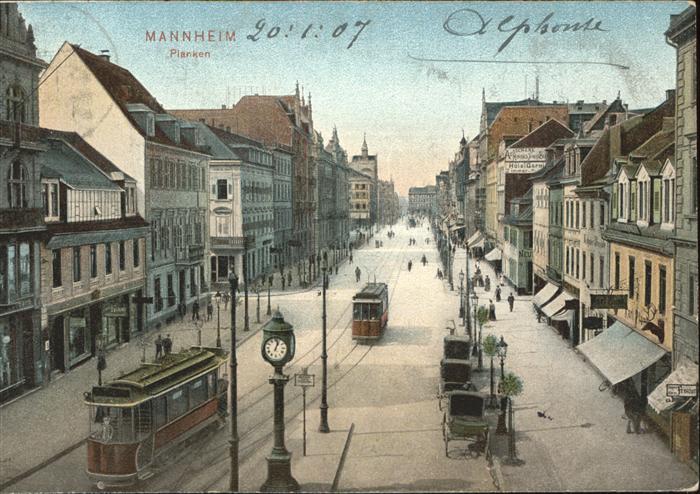 MANNHEIM BW Planken Strassenbahn Pferdewagen