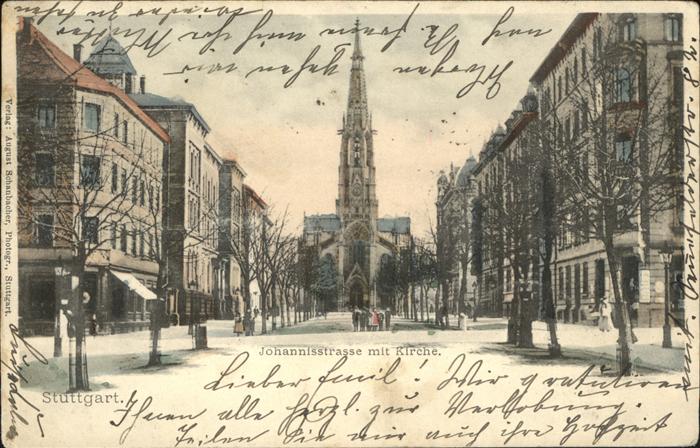 Stuttgart Johannisstrasse mit Kirche
