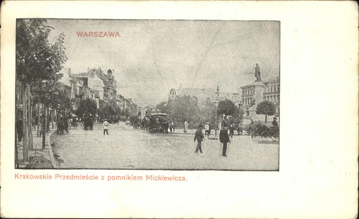 Warszawa Krakowskie Przedmiescie z pomnikiem Mic