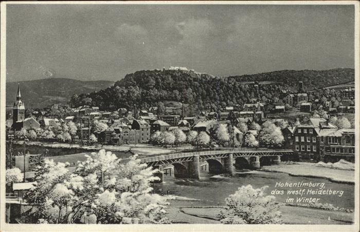 Hohenlimburg Panorama im Winter Brücke