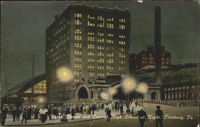 Pittsburg Pennsylvania Union Station and Central High School at night