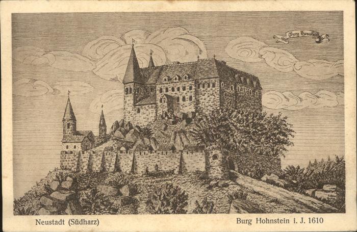 Neustadt Harz Burg Hohnstein Künstlerkarte nach einer