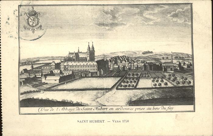 Saint Hubert Wallonie Vue de l'Abbaye vers 1750 Künstlerkarte